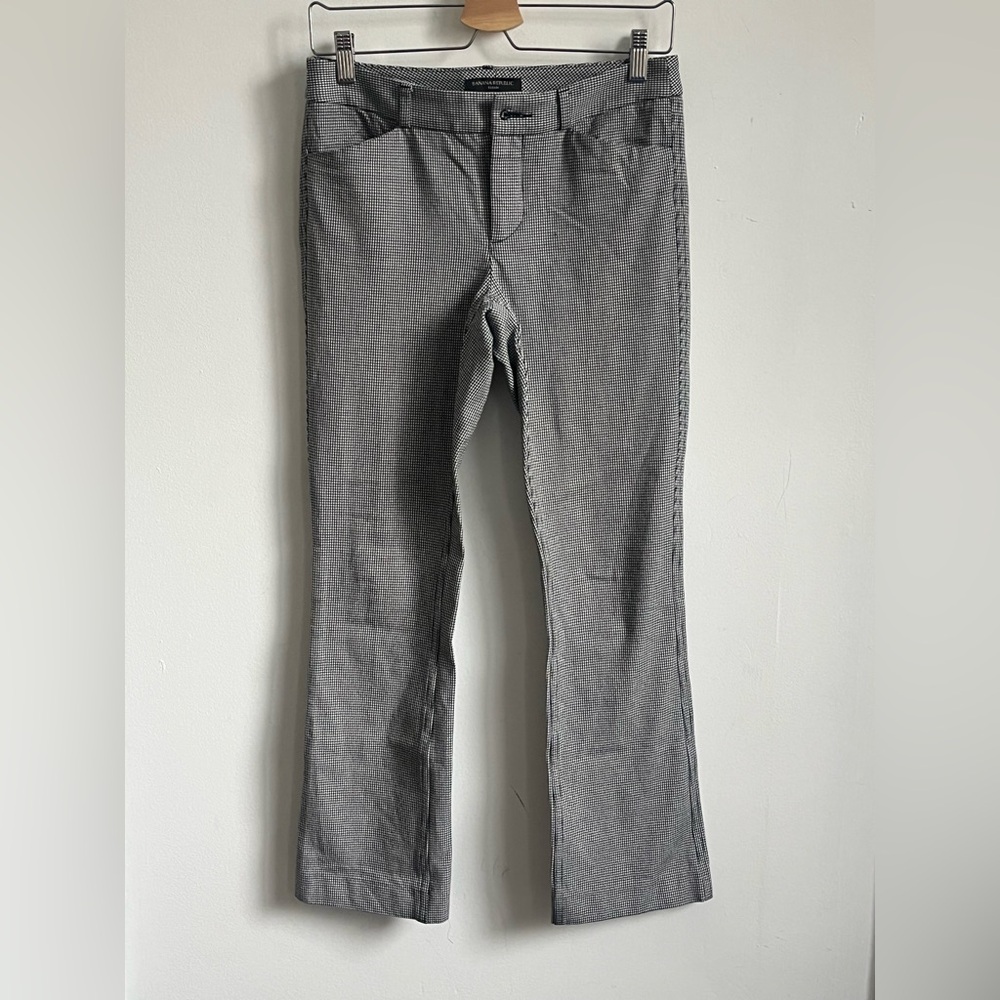 Banana Republic Sloan black&white houndstooth flare pants sz 2 stretch career